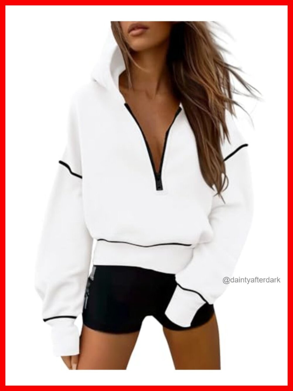 Half Zip Cropped Hoodie Sweatshirt Fleece Lined Pullover
